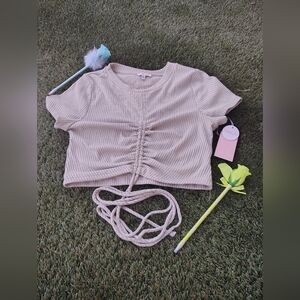 Buckle Gray Ruched Top